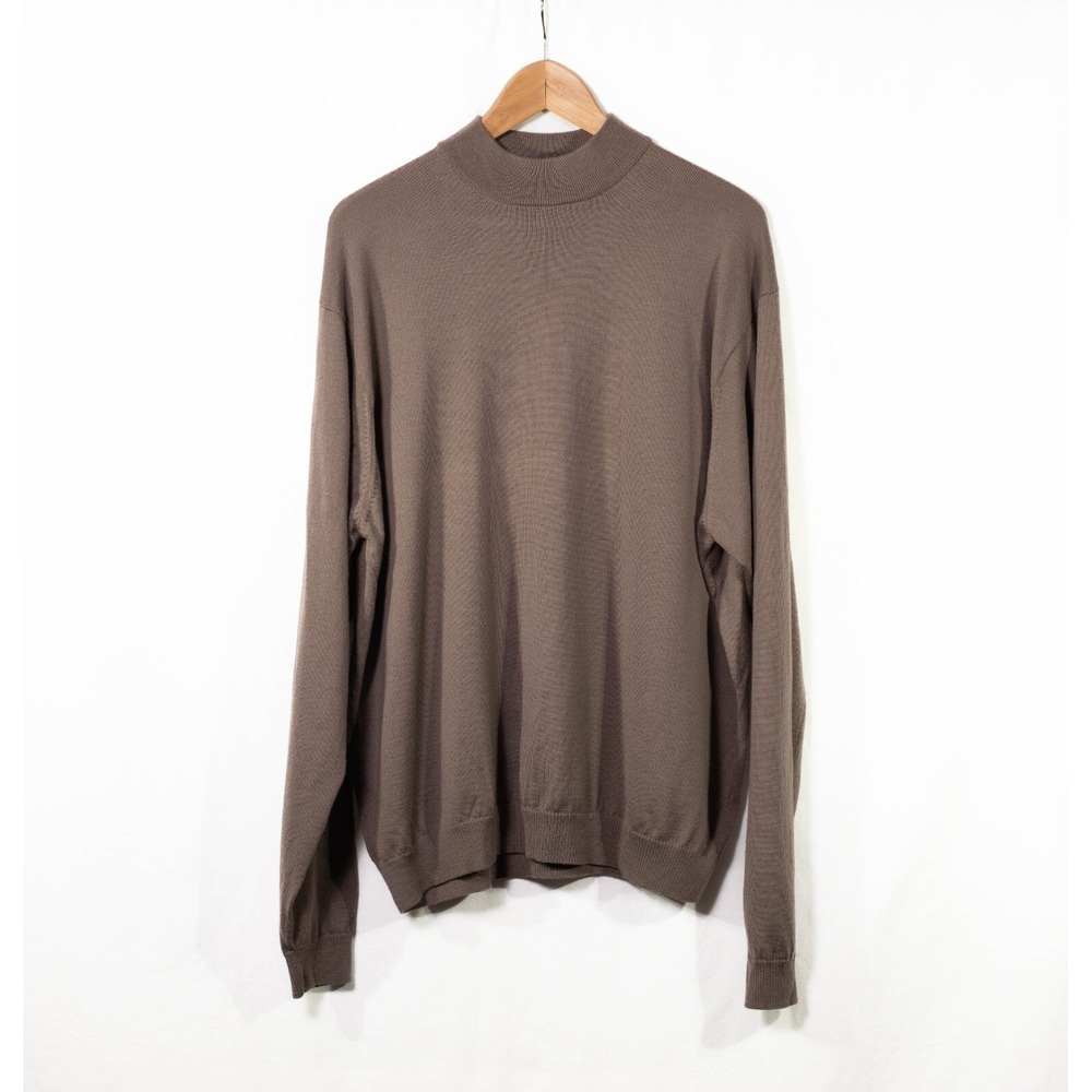 Tundra Merino Wool Sweater Mens XXL TTG Mock Neck Light Brown Top‎ Basic Layer